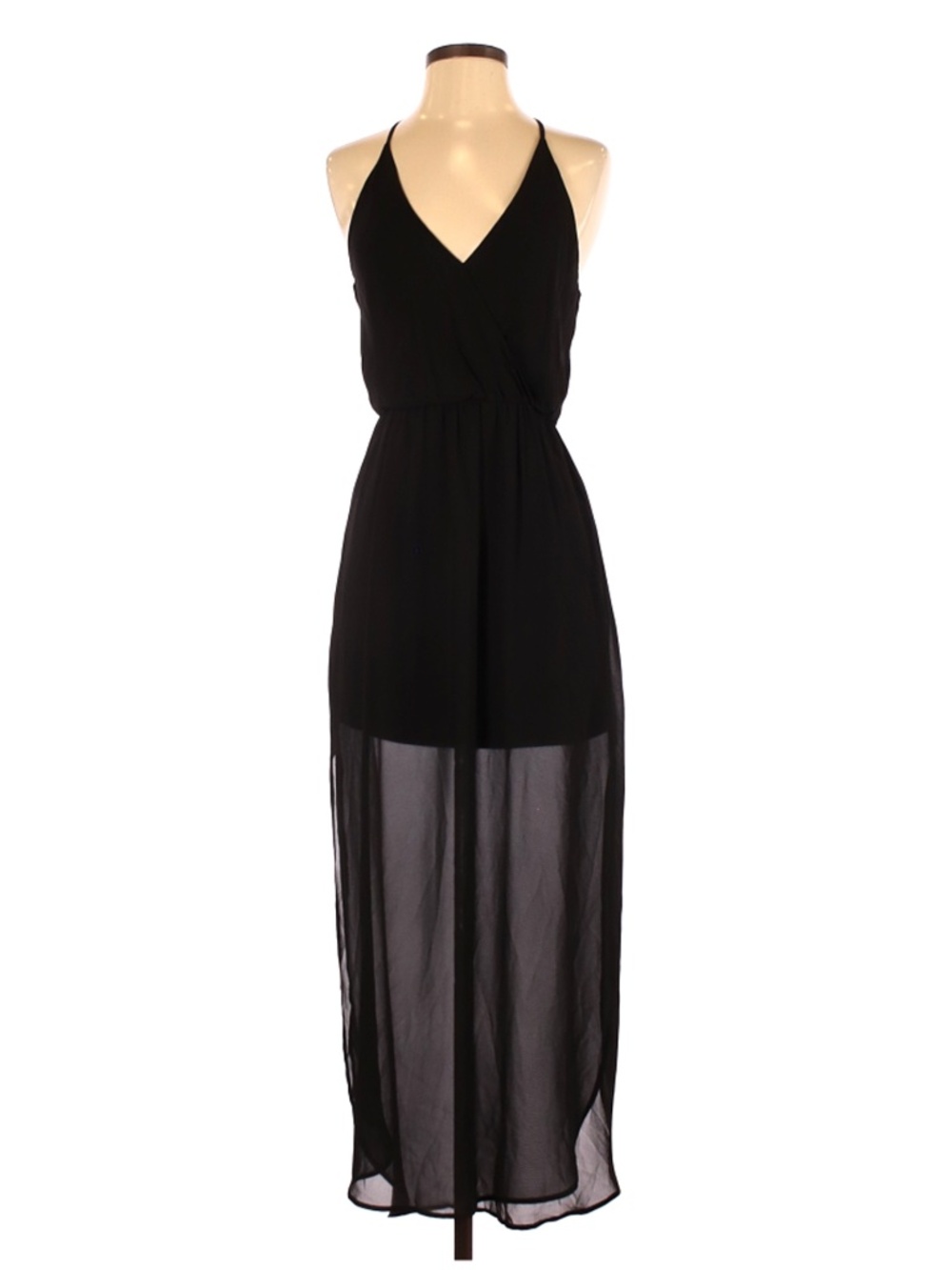 Lush ♡ Black Spaghetti Strap Sheer Layered Maxi Dress (formal, wedding, prom)